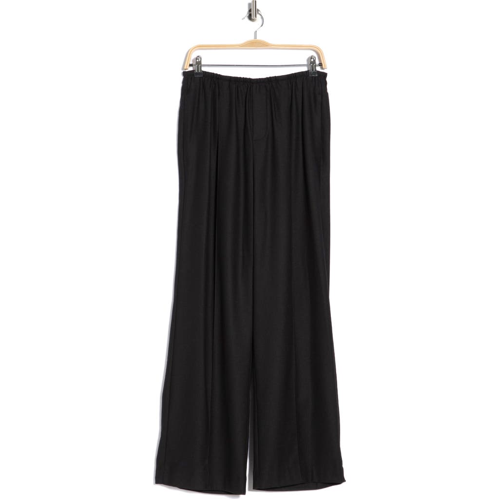 Vince Brushed Flannel Wide Leg Pull-on Pants In Black