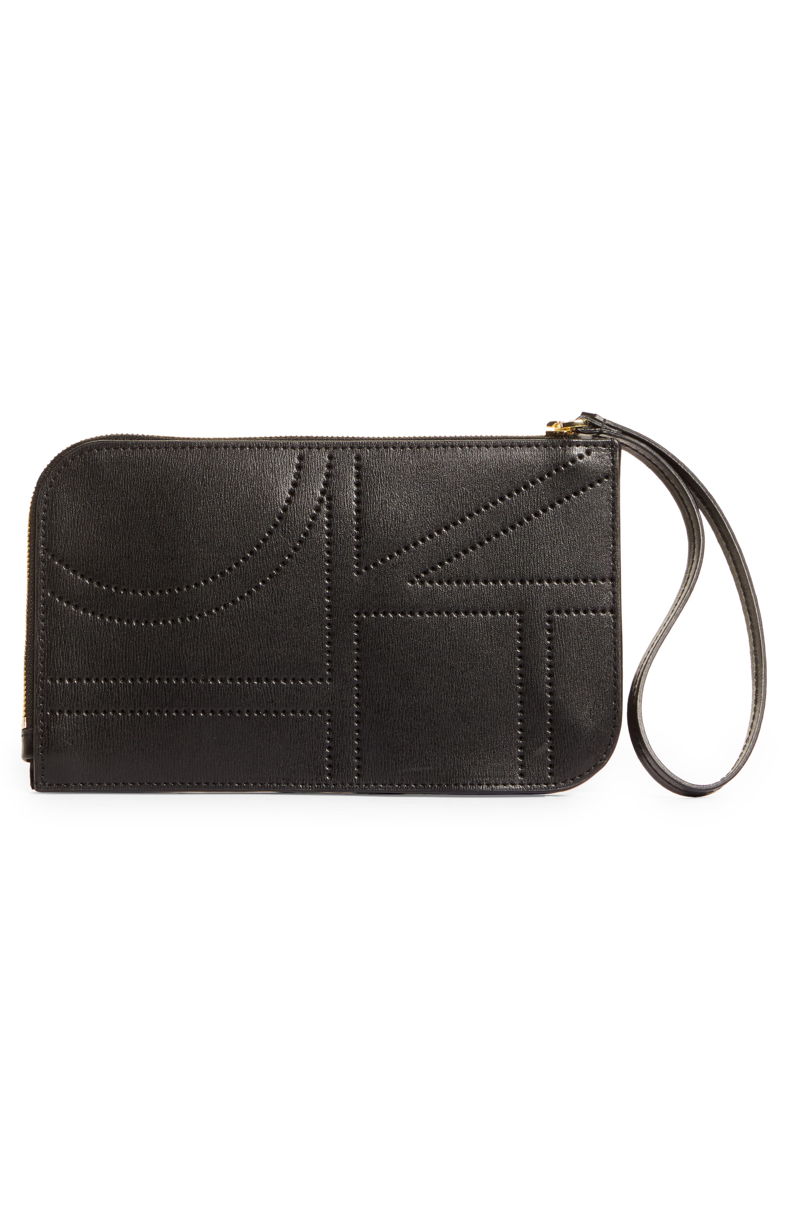 TOTEME Monogram Leather Wristlet, Alternate, color, 