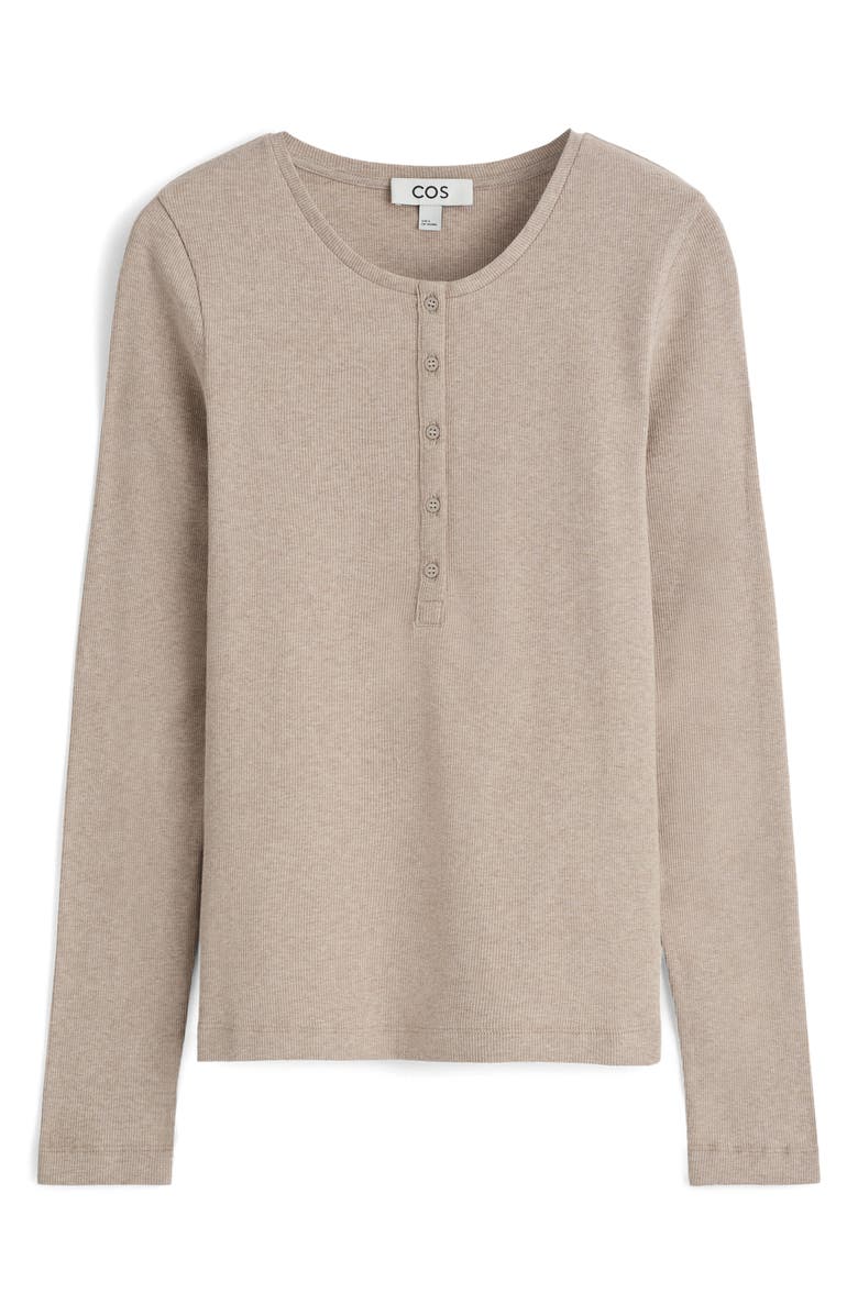 COS Long Sleeve Stretch Organic Cotton Rib Henley, Alternate, color, 