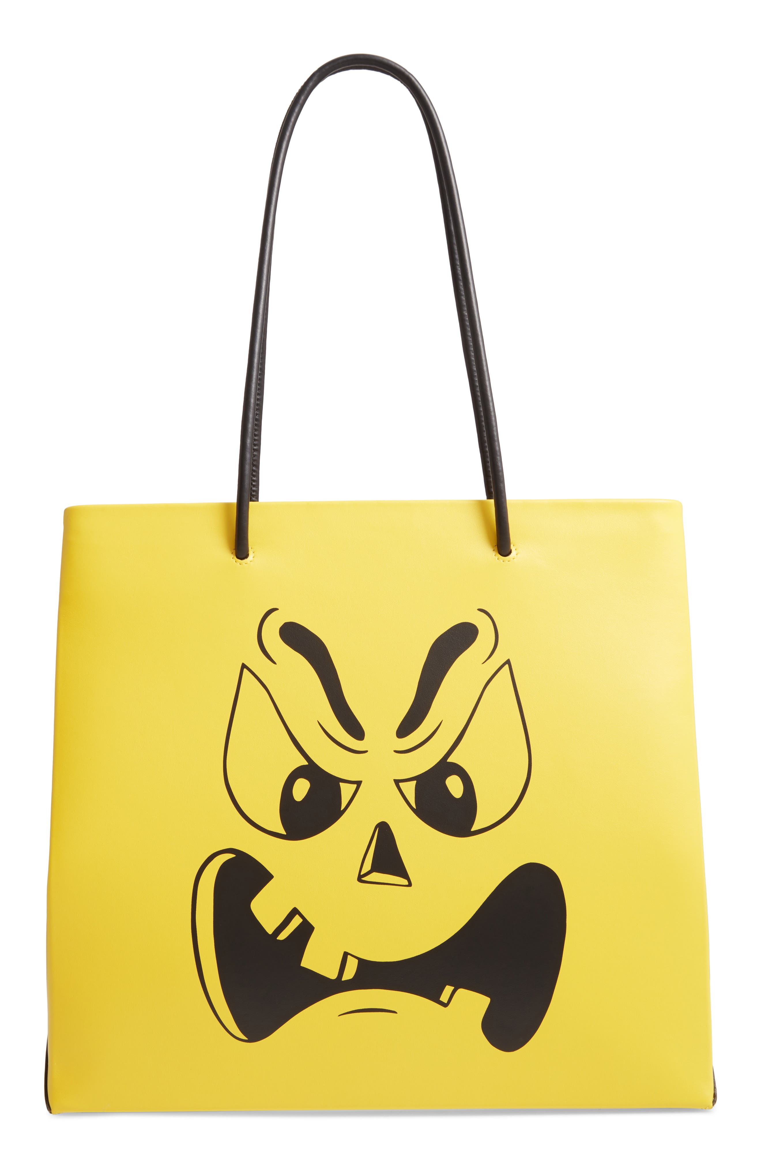 Moschino Pumpkin Face Leather Tote, Main, color, 