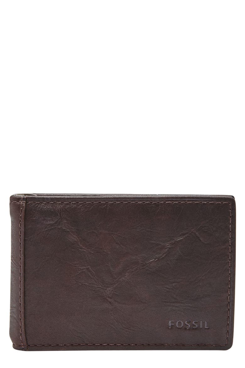 Neel Leather Money Clip Wallet, Main, color, BROWN