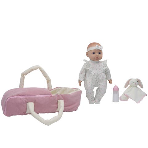16" Baby Doll Bassinet Playset With Accessories