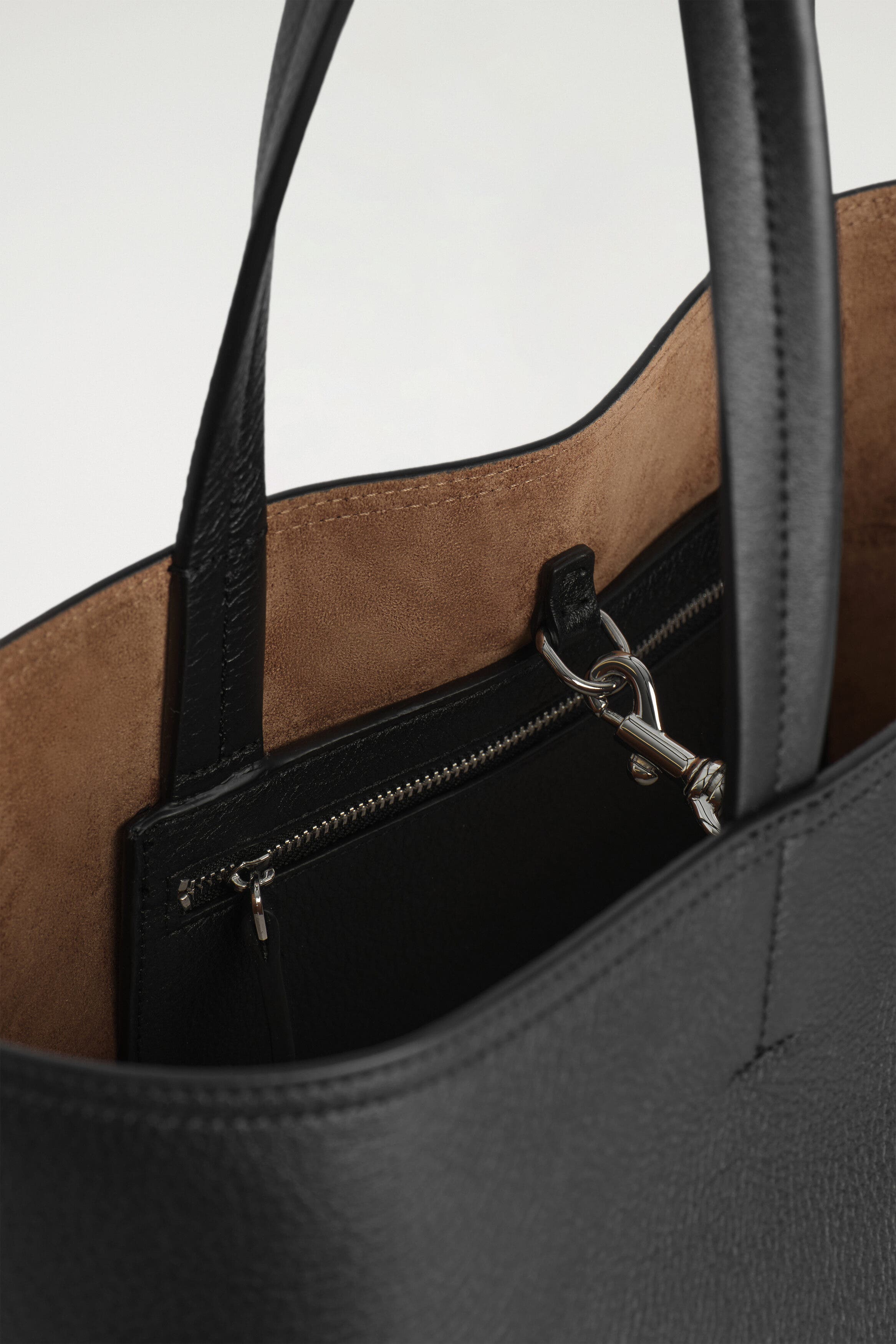 Journée Tote Bag - Leather, Alternate, color, BLACK