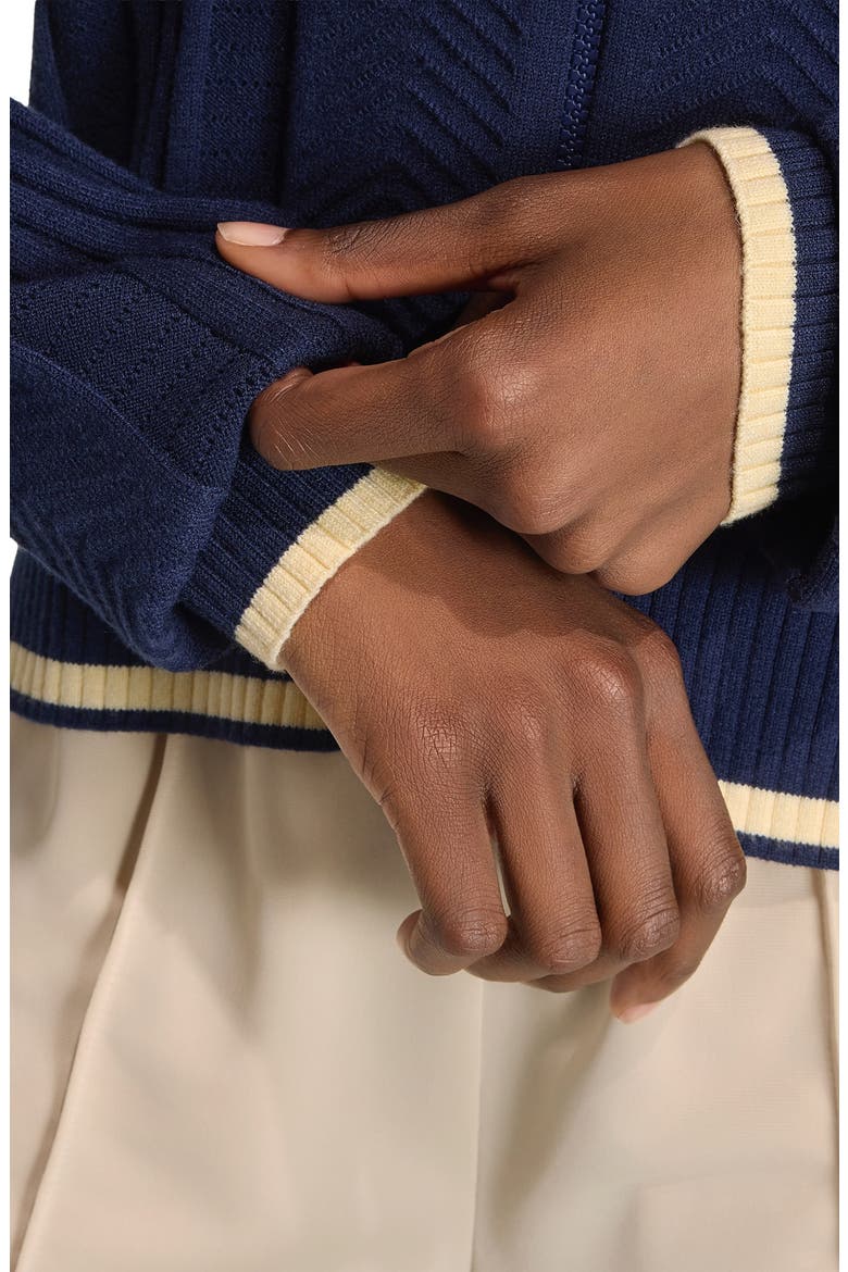 Herringbone Zip Cardigan, Alternate, color, NIGHT INDIGO