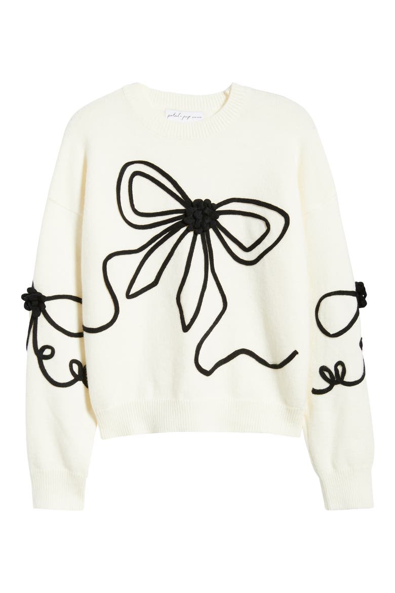 Isiora 3D Embroidered Bow Sweater, Alternate, color, CREAM