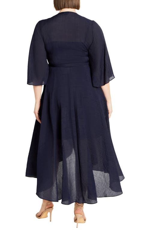 City Chic The Kira High-low Ruffle Wrap Maxi Dress In Blue