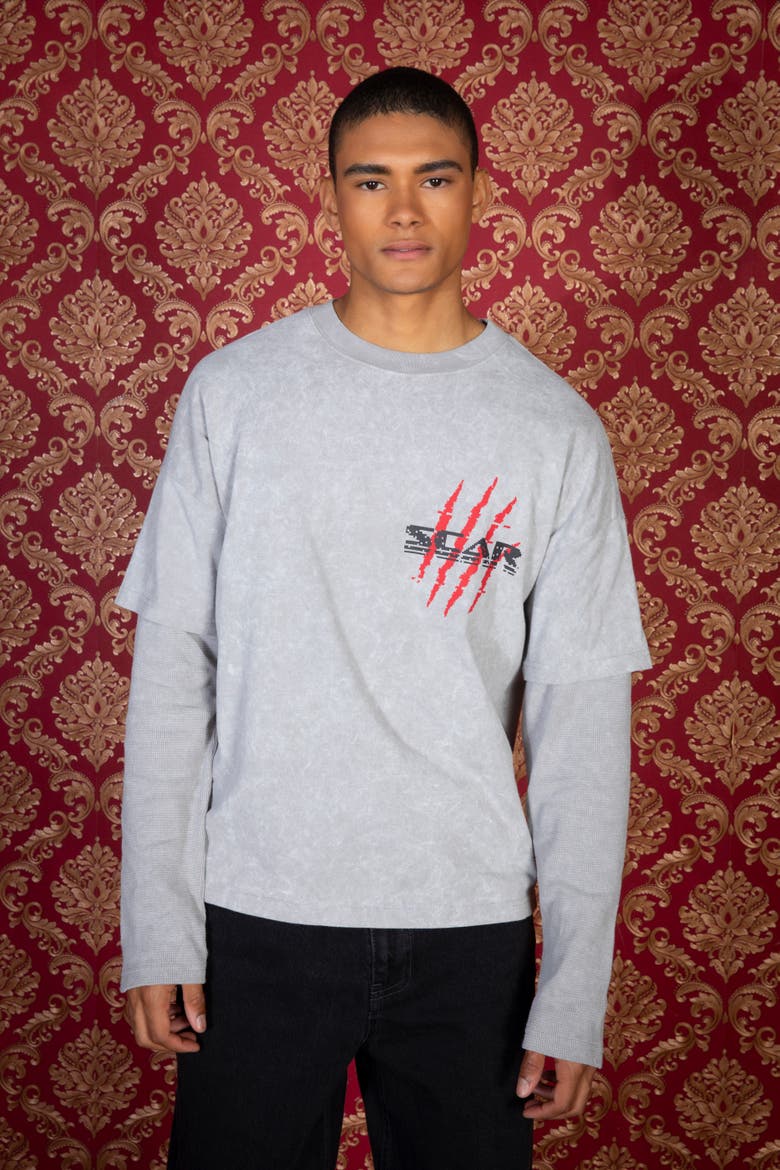 Princess Long Sleeve Layered T-Shirt, Alternate, color, Grey Cloud Scar