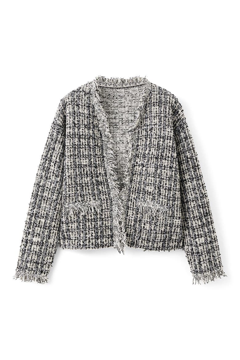 Cotton Blend Tweed Jacket, Alternate, color, BLACK