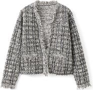 MANGO Cotton Blend Tweed Jacket