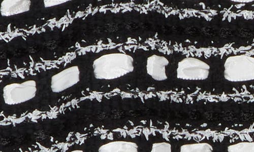 Alice And Olivia Marjorie Tweed Cardigan In Black/soft White
