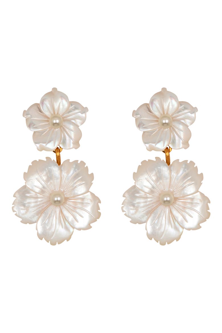 Tibby Floral Mother of Pearl Drop Earrings, Main, color, MOTHER OF PEARL