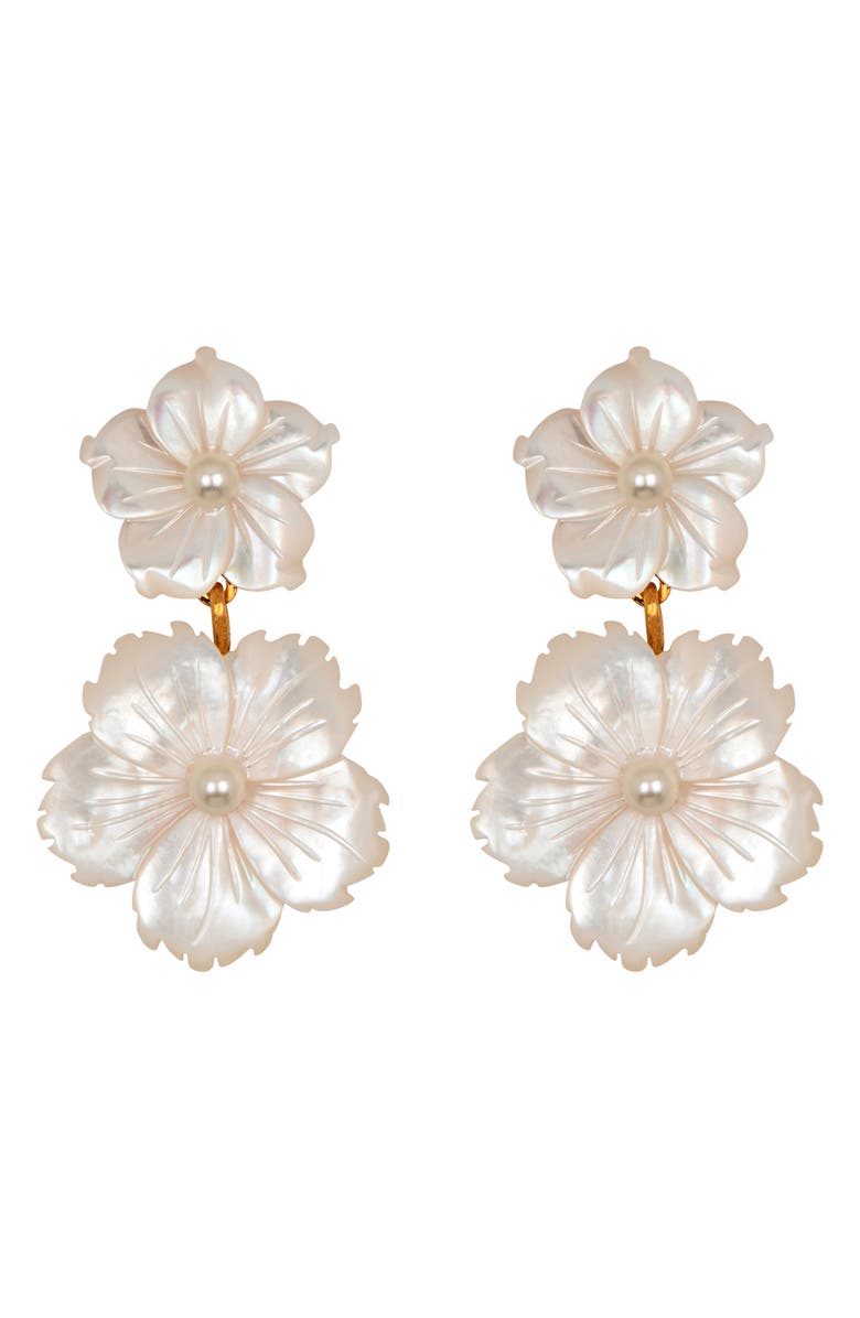 Jennifer Behr Tibby Floral Mother of Pearl Drop Earrings, Main, color, Mother Of Pearl