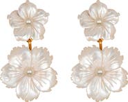Jennifer Behr Tibby Floral Mother of Pearl Drop Earrings
