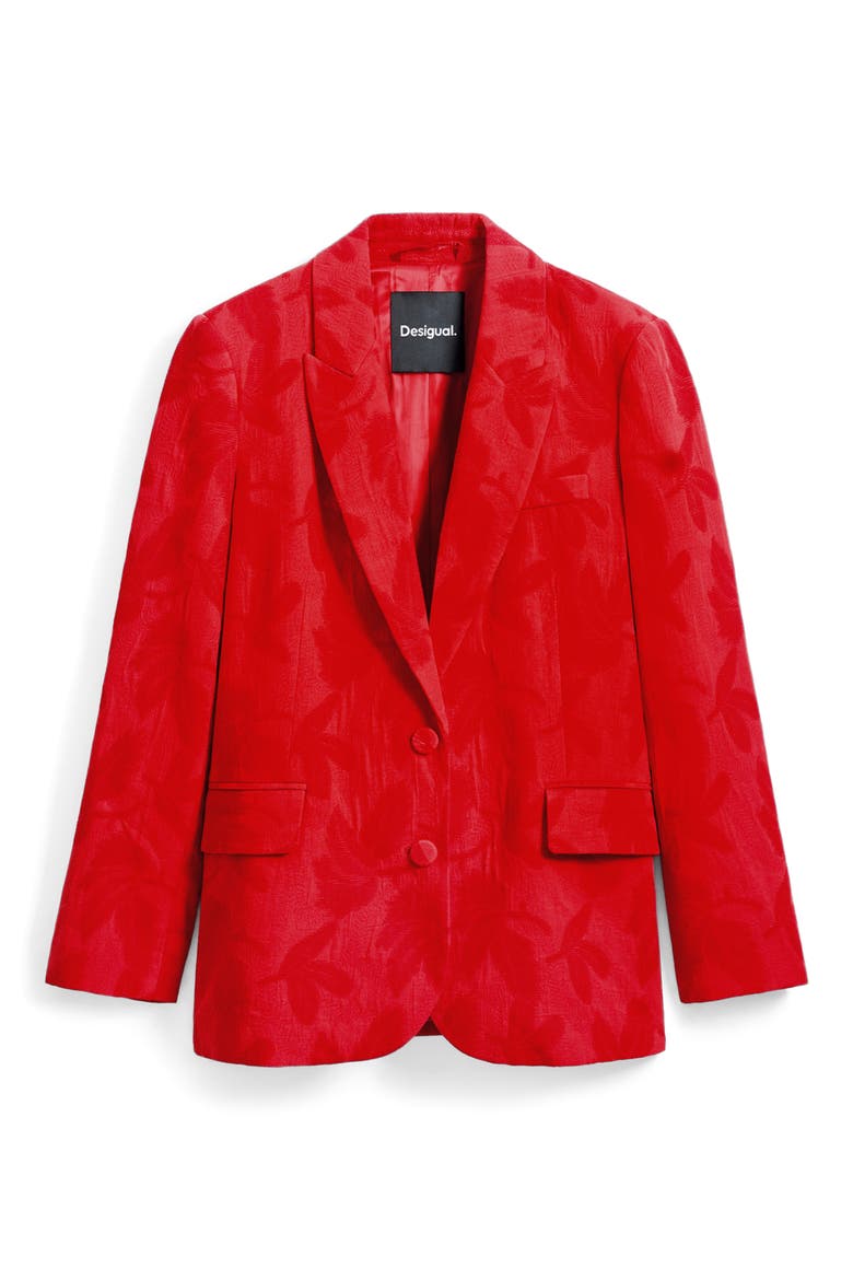 Floral Jacquard Shawl Collar Blazer, Alternate, color, BRIGHT RED