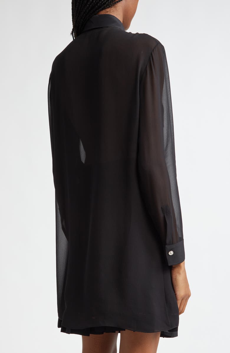 Versace Pussy Bow Long Sleeve Silk Georgette Shirt, Alternate, color,