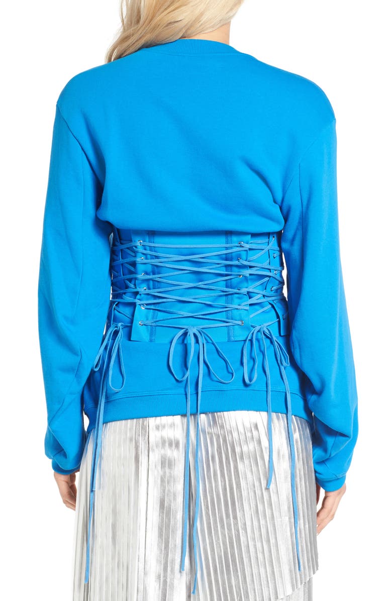 Kye Eyelet Corset Sweatshirt, Alternate, color, 