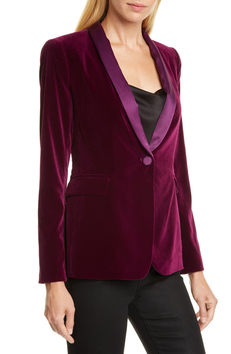 Alice + Olivia Macey Velvet Shawl Collar Jacket, Alternate, color, 