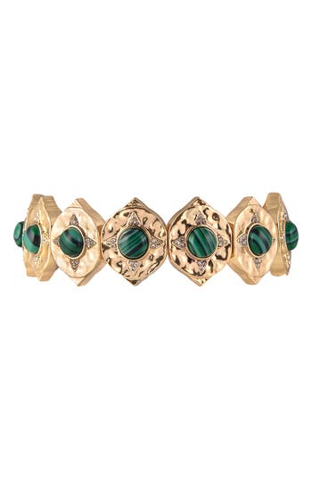 Rachel Roy Malachite Stretch Bracelet In Gold