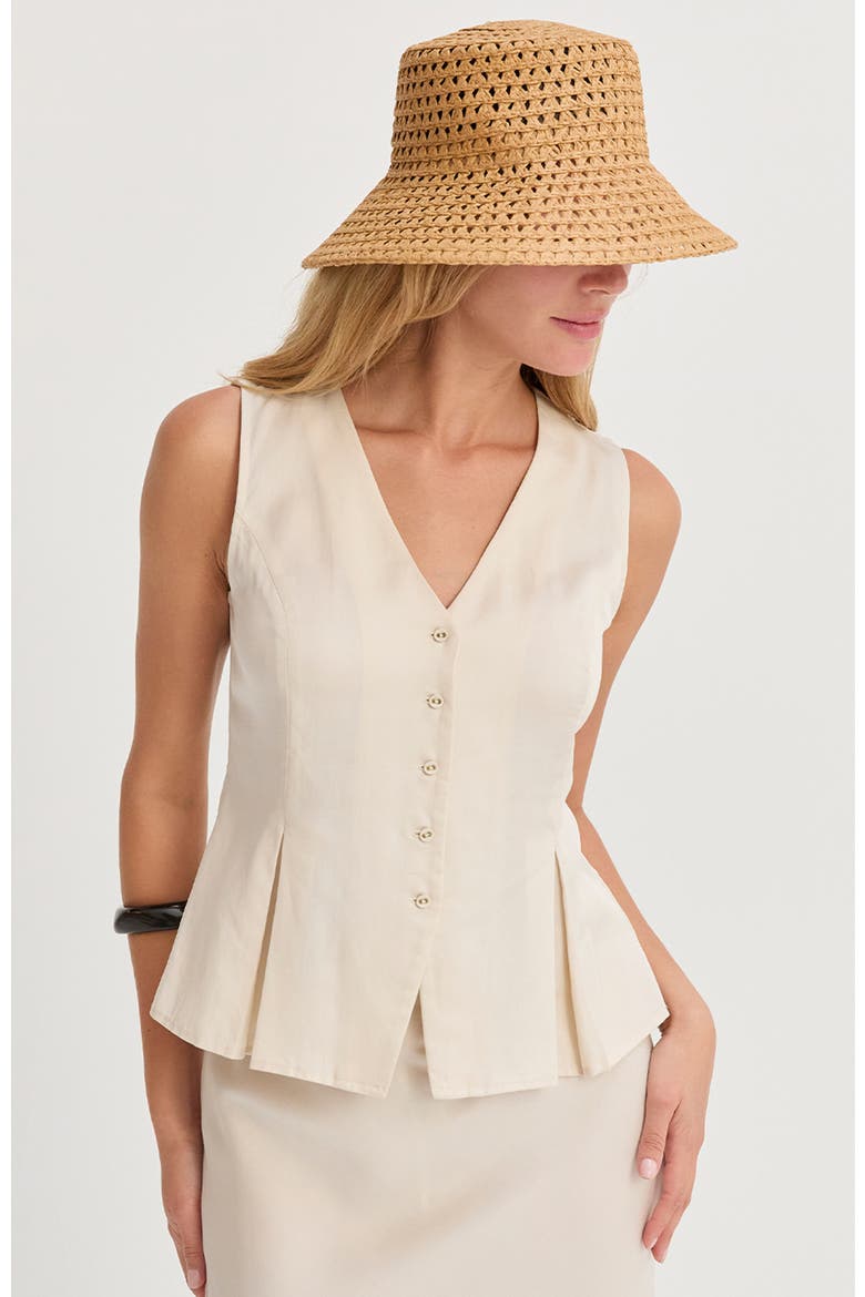 Pleated Lyocell Vest, Main, color, Cream