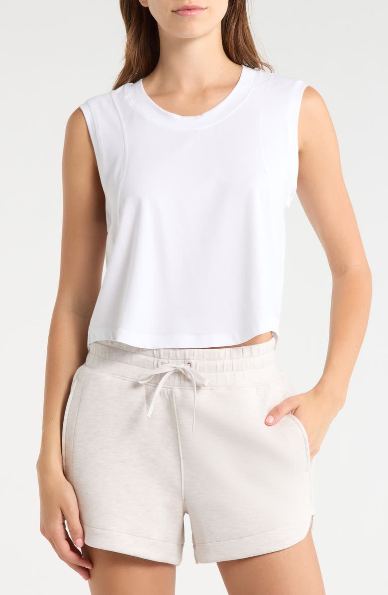 MPG Pima Cotton Crop Tank, Main, color, Brilliant White