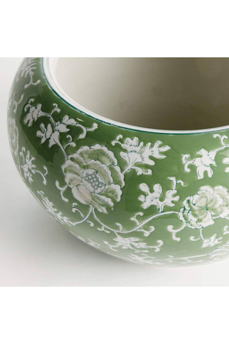 Green & White Chinoiserie Large Imperial Lotus Planter, Alternate, color, Green