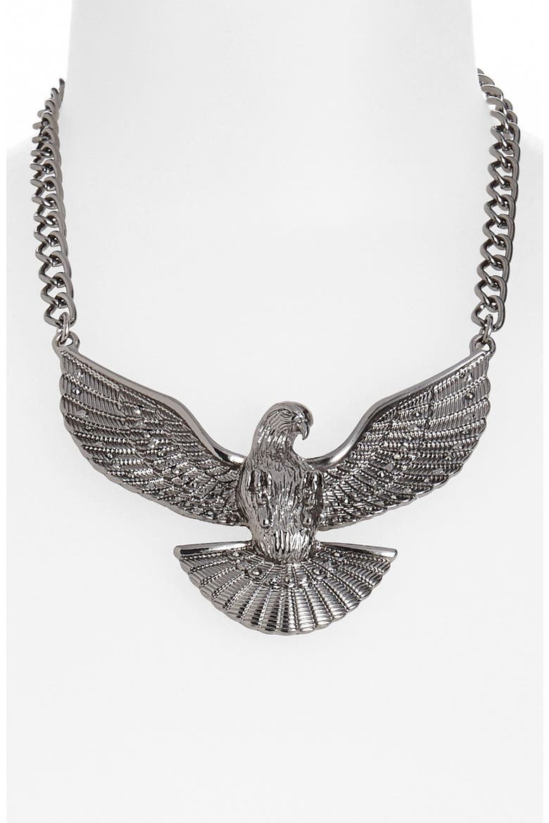 Eagle Statement Necklace, Main, color, HEMATITE