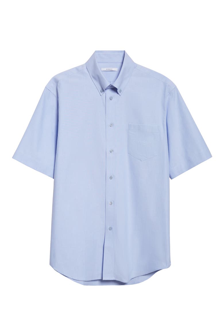 Short Sleeve Cotton Oxford Button-Down Shirt, Alternate, color, BABY BLUE