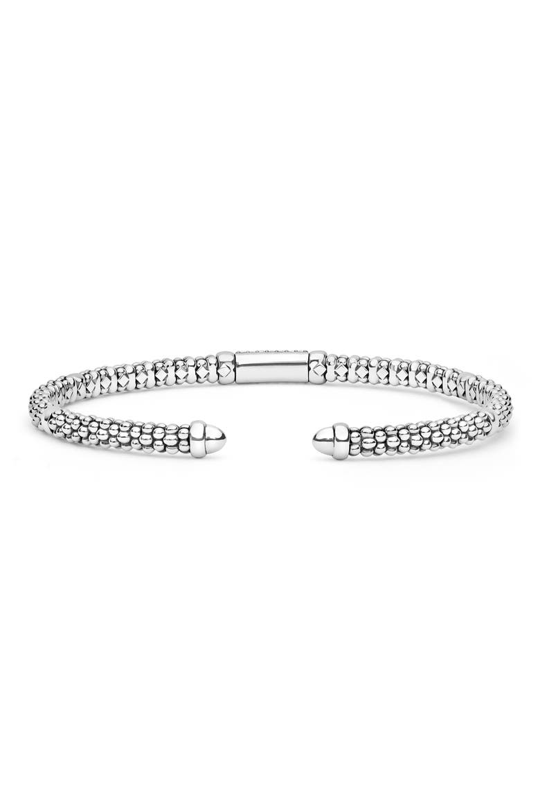 Signature Caviar Sterling Silver & 14k Gold Diamond Cuff Bracelet, Main, color, TWO-TONE
