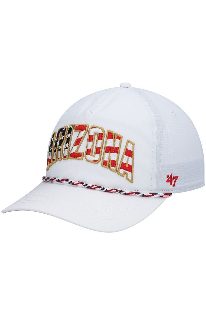 '47 Men's '47 White Arizona Cardinals Hitch Stars and Stripes Trucker Adjustable Hat, Main, color, White