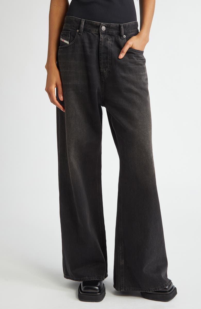 DIESEL<sup>®</sup> 1996 D-Sire Low Rise Wide Leg Jeans, Main, color, Black