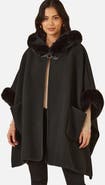 Yumi Hooded Fur Cape Jacket