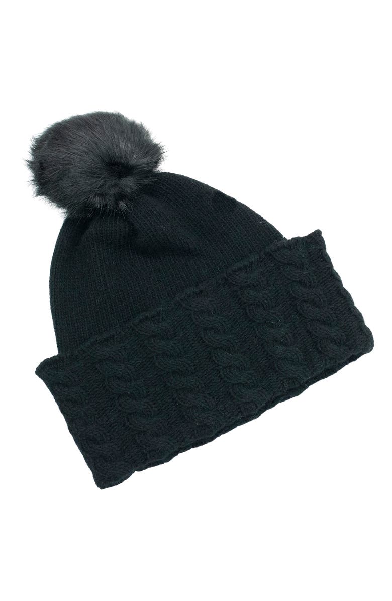 Portolano Faux Pom Beanie, Main, color, Black