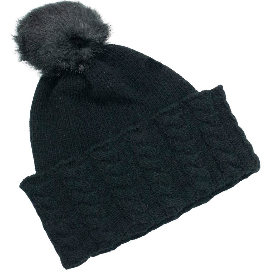 Portolano Faux Pom Beanie In Black