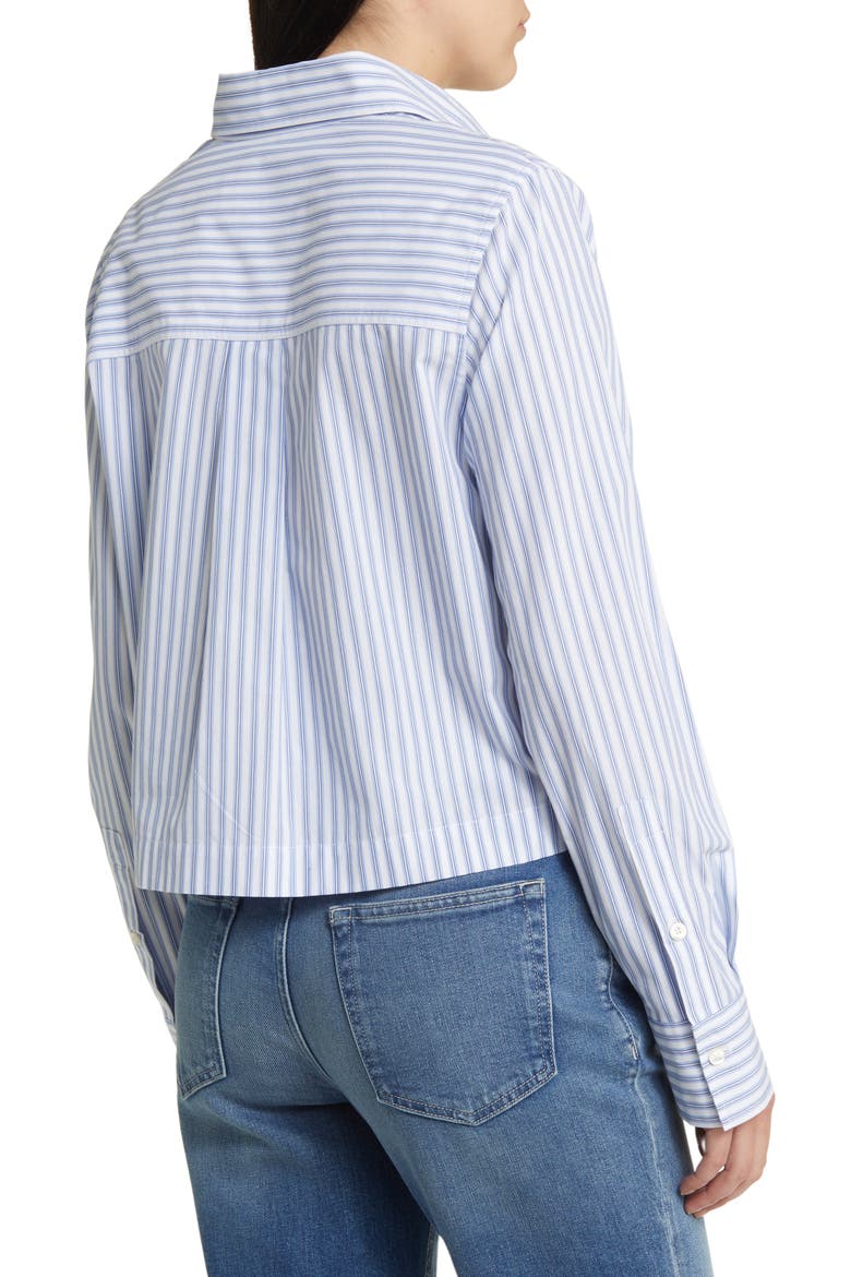 Classic Stripe Organic Cotton Crop Shirt, Alternate, color, BLUE HORIZON