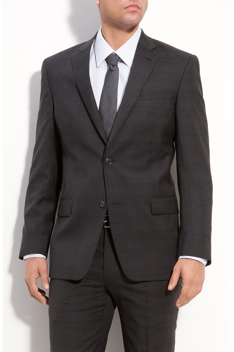 Plaid Wool Suit, Main, color, CHARCOAL