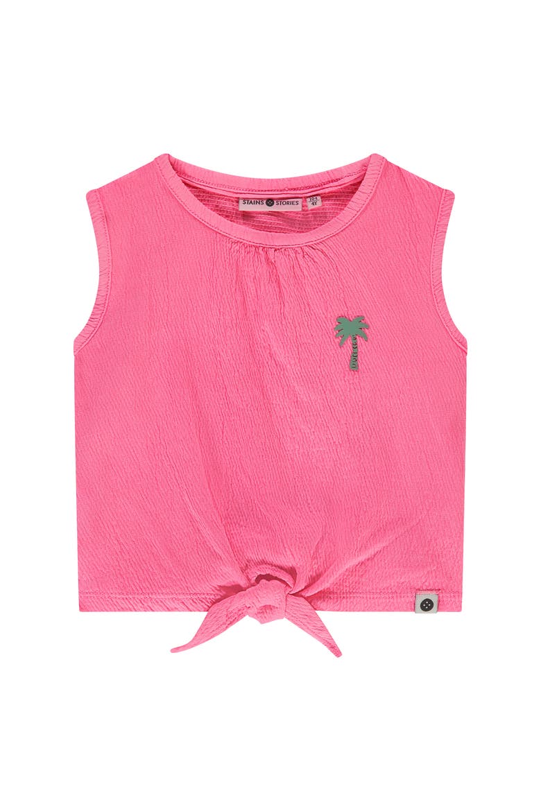 Tie Front Textured Top, Main, color, Neon Pink