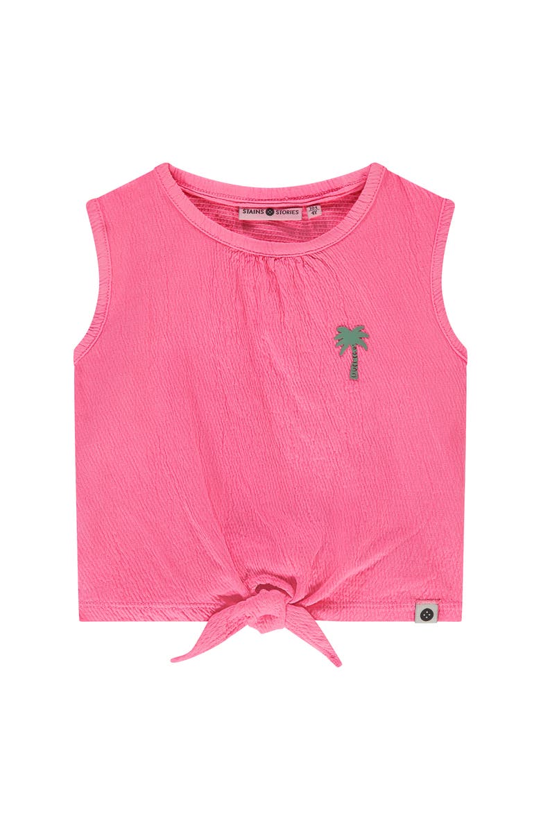 Stains and Stories by Babyface Tie Front Textured Top, Main, color, Neon Pink