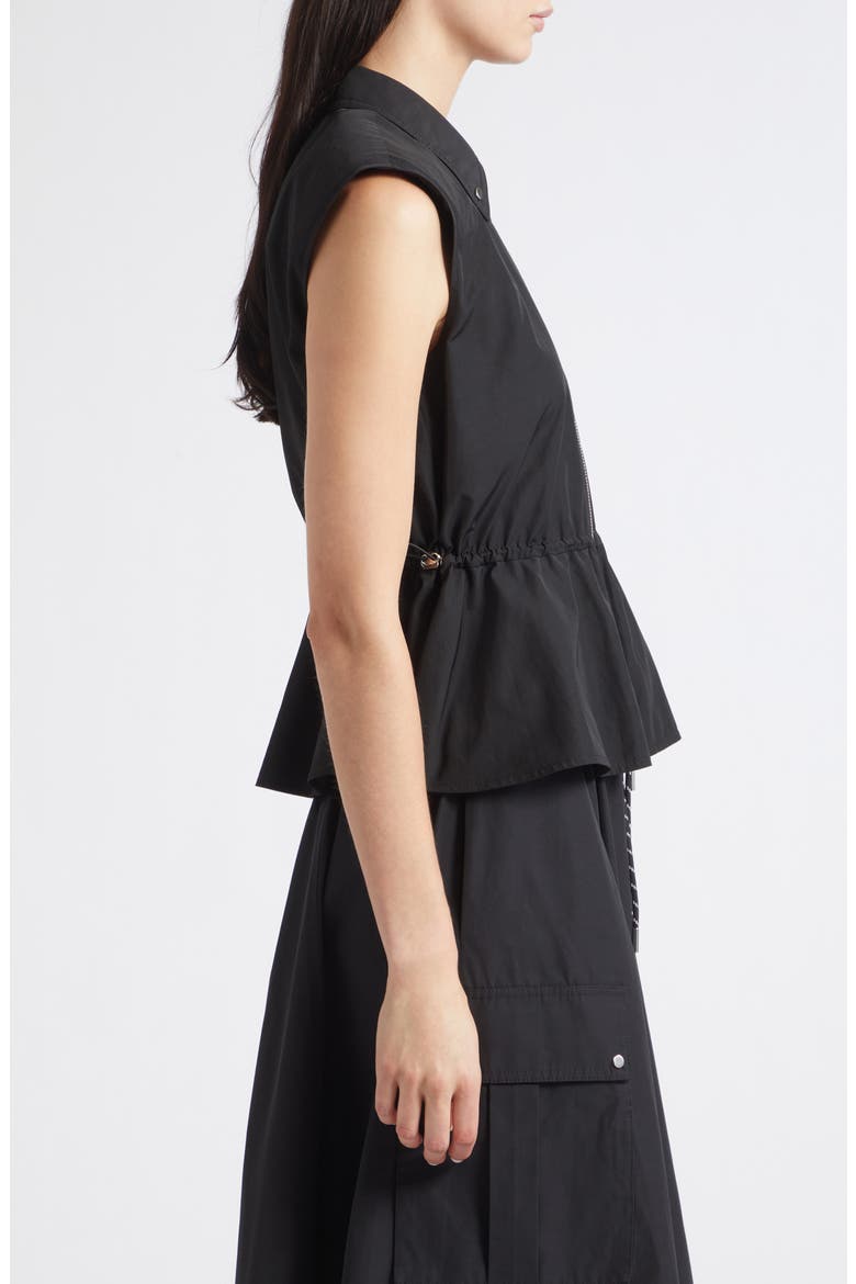 Lyra Zip Front Sleeveless Top, Alternate, color, JET