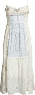 All in Favor Sweetheart Neck Patchwork Midi Dress