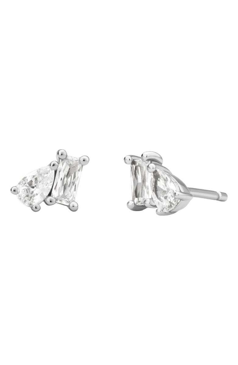 MADE BY MARY Toi et Moi Stud Earrings, Main, color, Silver