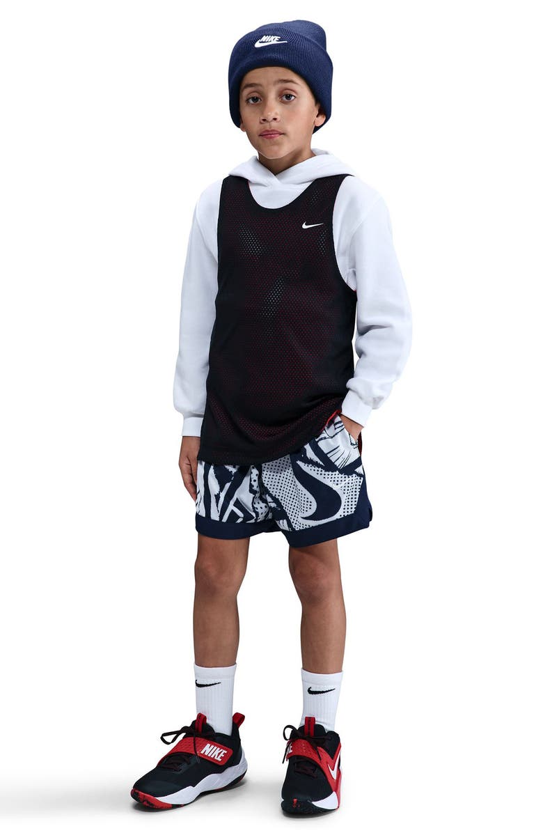 Nike Kids' Dri-FIT Mesh Court Shorts, Alternate, color, Midnight Navy/ White