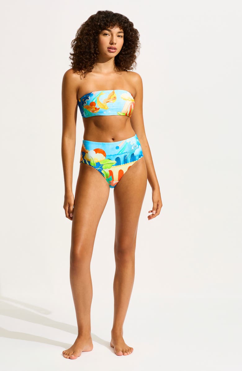 Seafolly Strapless Bandeau Bikini Top, Alternate, color, Turquoise