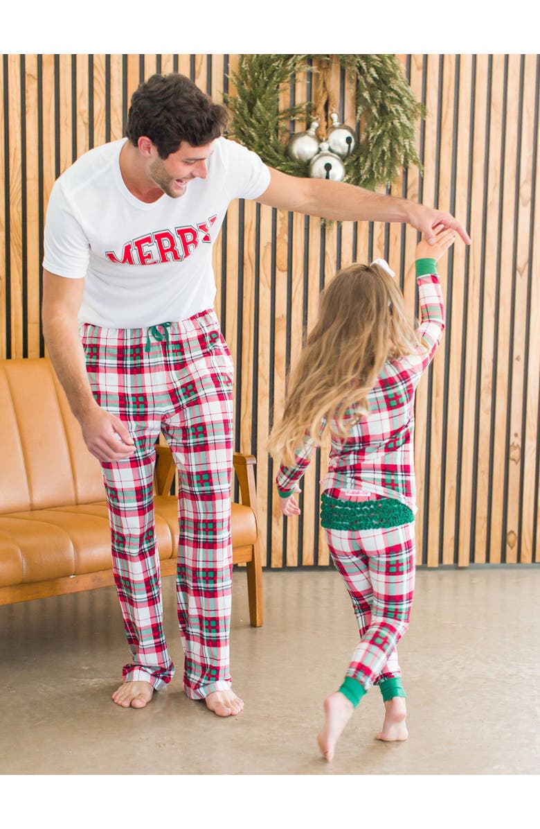 RuffleButts Modal Blend Gender Inclusive Adult Pajama Pants, Alternate, color, Dashing Dreams Plaid