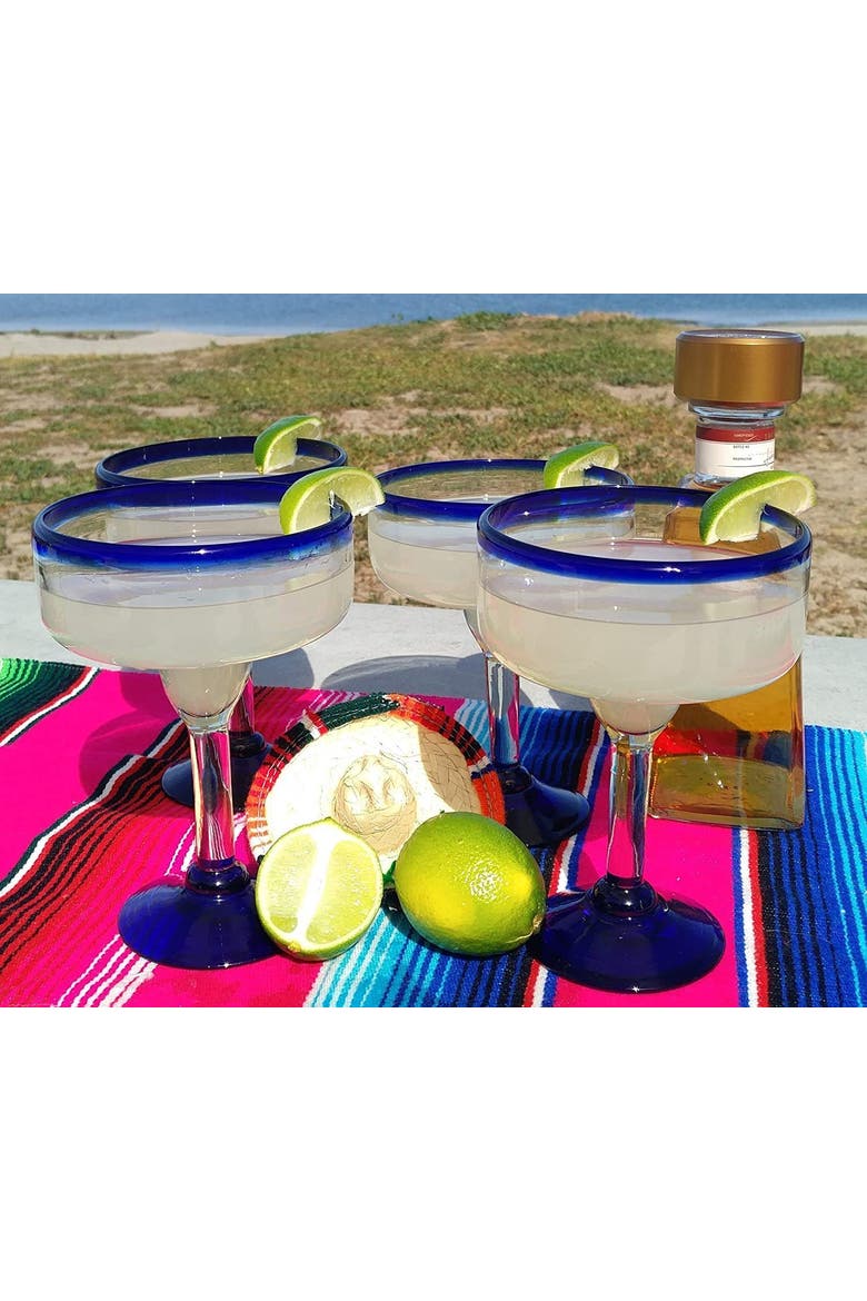 Rim Margarita Glasses - Set of 4, Alternate, color, Cobalt Rim