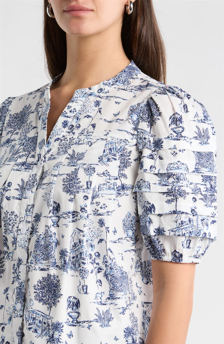 SUGARLIPS Renzo Toile Woven Shirt, Alternate, color, White Blue-Multi
