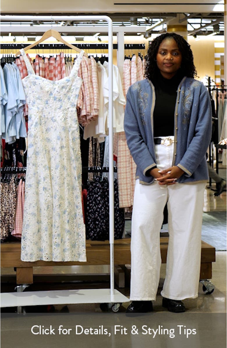 Adaline Eyelet Embroidered Corset Midi Dress, sales video thumbnail