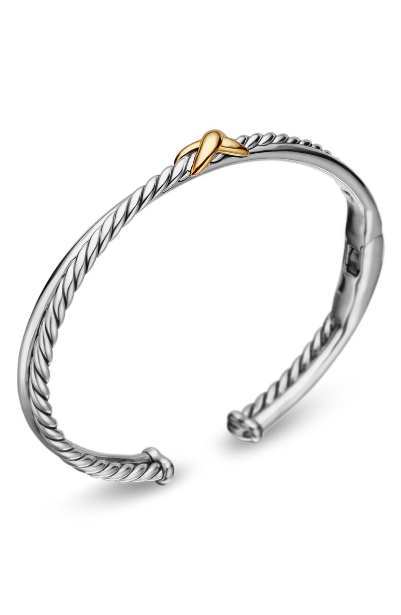 David Yurman Petite X Center Station Bracelet in Sterling Silver with 18K Yellow Gold, 5.2mm, Alternate, color, Silver/ Yellow Gold