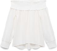 MANGO TEEN Smocked Strapless Long Sleeve Top