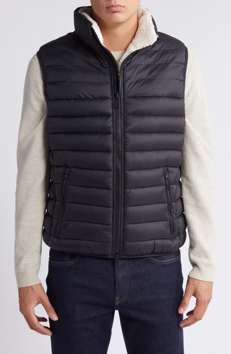 Save The Duck Majus Quilted Water Resistant Recycled Nylon Puffer Vest, Alternate, color, Black