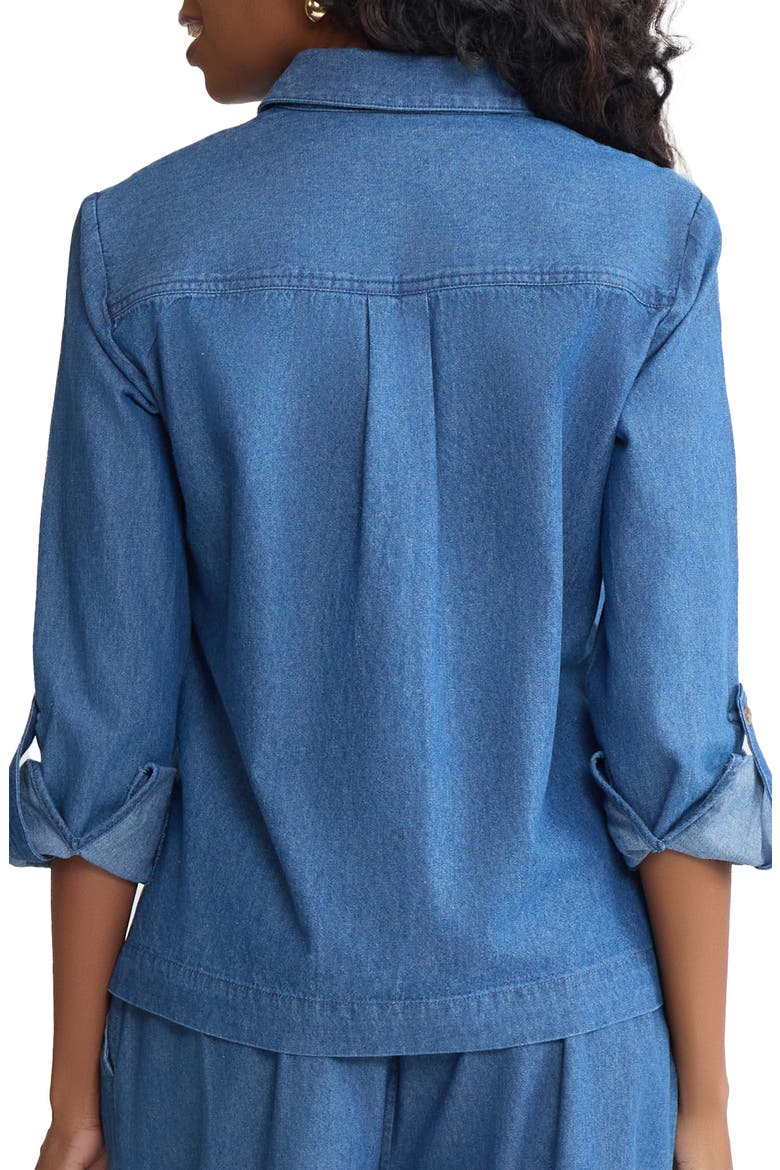 Boxy Denim Button-Up Shirt, Alternate, color, LIBRA WASH